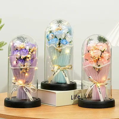 Factory Valentine Day Gift Box Dried Flowers Soap Flower Gift Box Real Preserved Flowers for Mom Birthday Gifts