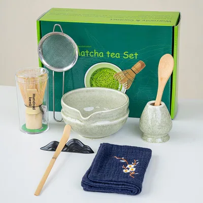 7-piece Japanese-style Matcha Tea Set 4-piece Spouted Matcha Bowl Tea Ceremony Gift Box Ceramic Chasen