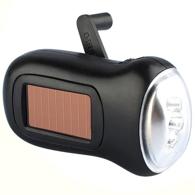 Multi Functional Hand Torch Charging Household Mini LED Solar Power Hand Crank Flashlight