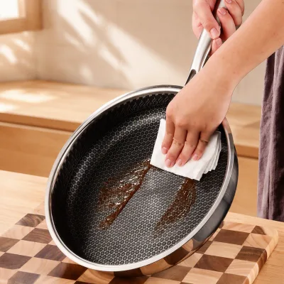 LFGB and SGS Tested Stainless Steel Nonstick Fry Pan Honeycomb Interior Scratch Resistant Cookware for Professional Chefs