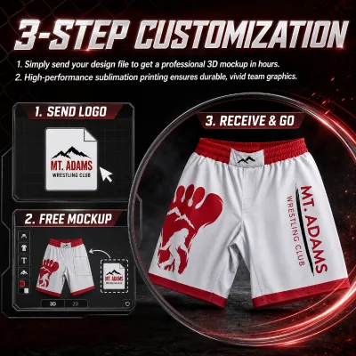 Custom MMA Shorts for Men, Breathable Moisture Wicking Fight Training Shorts, 10 MOQ Support OEM Sublimation Logo