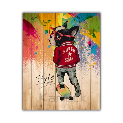 Puppy Style Lasts Longer Wood Wall Painting Art for Decoration