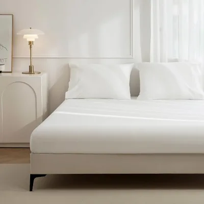Linen Solid Premium 3pcs Bedding Set Breathable Soft Envelope Pillowcase Deep Pocket Full Hemp Fitted Sheet Set for All Seasons