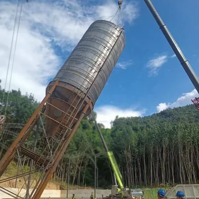 Welded Concrete Flat Bottom Cement Silo Horizontal Mobile Cement Tank Silo With Dust Collector for Sale