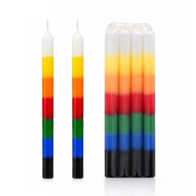 Professional 7 Color Stick Candle Wholesale for Supermarkets Smokeless Rainbow Taper Candles Bulk Supply Factory