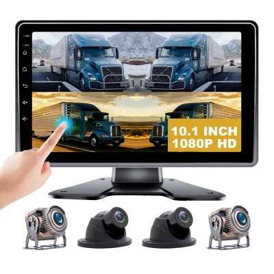 10.1 Inch 2.5D Touch Screen Monitor DVR Alarm H.264 4CH Full HD BSD DVR for Truck Surveillance