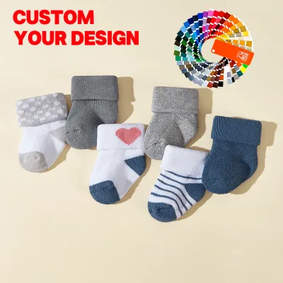 Wholesale OEM Candy-Colored Cotton Dress Socks Cute Newborn Terry Lined Warm Socks for Baby Girls Short Crew Style Baby Socks