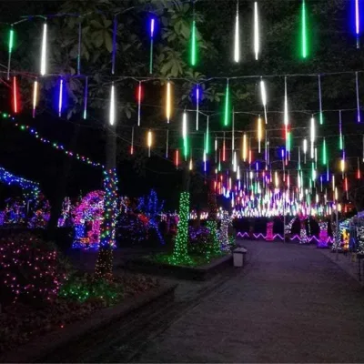 Meteor Shower Rain Lights for Christmas Lights Halloween Party Holiday Garden Tree Thanksgiving Xmas Decoration (Multicolor)