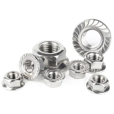 304/201/316 Titanium Stainless Steel Flange Nut Hexagon Pad Anti-Loosening Anti-Slip Screw Cap Sizes M3M4M5M6M8M10 Zinc Plated