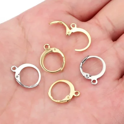 Round Stainless Steel Spring Ear Clip Earrings 18K Gold Plated Color-Preserving