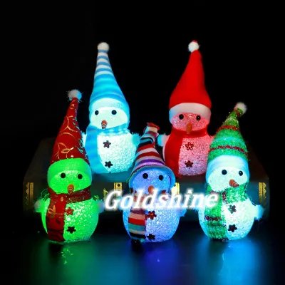 Crystal Particle Luminous Snowman Night Light Seven-Color Christmas Atmosphere Decorative for Desk Halloween Graduation