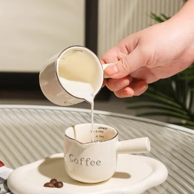 Modern Minimalist Coffee Milk Cup Measurement Markings Espresso Extraction Cup Delicate Ceramic Water Cup
