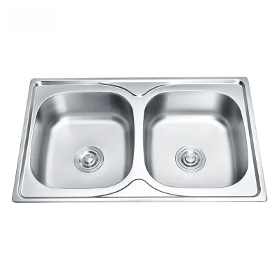 Cross-border 304 stainless steel dish sink, large double top basin, 201 kitchen sink with brushed finish, high-end vegetable
