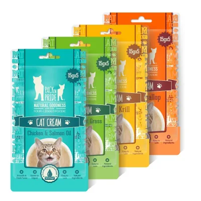 4 Flavors Mixed Cat Squeeze Treats Combo Chicken Tuna Krill Scallop Hydration Boost