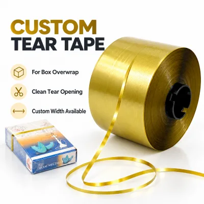 Metallic Tear Tape for Cigarette Packaging Easy Open Custom Width BOPP MOPP PET Packaging Tape