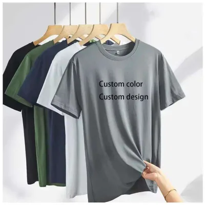 Customized Embroidered Silk Screen T Shirt Running Athletic Printing Summer Ice Silk Short Sleeve Men's Tshirt