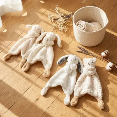 Kaiyue Newborn Security Blanket Soft Fleece Animal Design Rabbit Sheep Bear Soothing Comfort Towel Lovey Baby Blanket Set