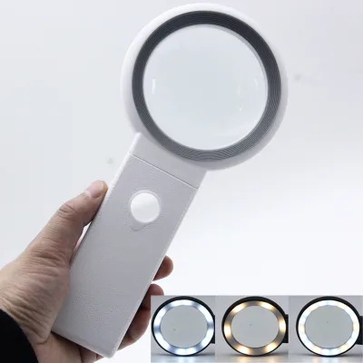 10X 30X Magnification Dual Lens High Definition Magnifying Glass with 18 LED Lights Cold and Warm Light