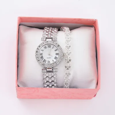 Shimmering Rose Gold Women's Watch Duo 2-Piece Diamond Quartz Wristwatches for a Touch of Elegance