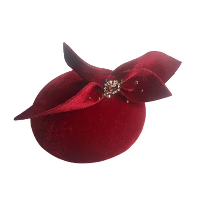 HM326 Fashion Styles Fishnet Red Velvet Hat Birdcage Net Hats Wedding Party Fascinator hats