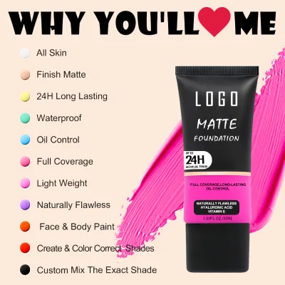 Matte Custom Offers Long-lasting Coverage Stays Put Smudging Won't Cake Oily Skin.Oil-control Liquid Foundation