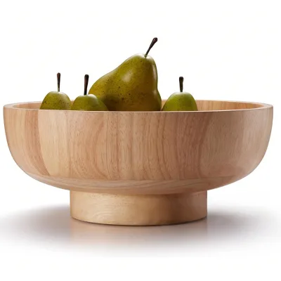 Eco-friendly Wooden Salad Bowl for Fruits and Desserts Handicrafts Dinner Plate and Tray for Picnics