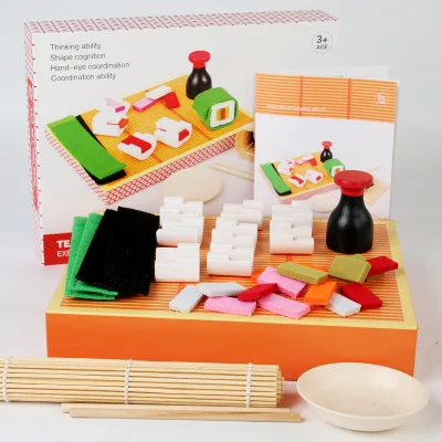 Kids Pretend Play Sushi Set, Fabric Simulation Food Role Play Toy, Interactive Kitchen Play Set for Children 3+