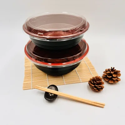 Green Disposable Plastic Blister Bowl Microwavable Environmentally Friendly Food Container for Noodle Ramen Bento Salad Lid