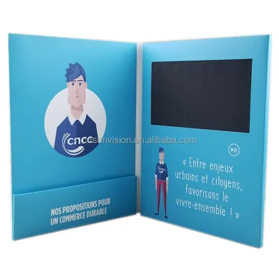 Folded Thin Paper Video Brochure Card 7" LCD Recordable Video Tv in a Card