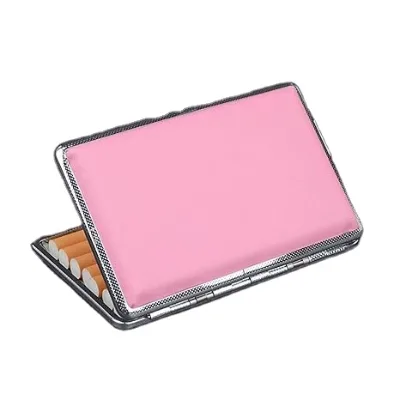 Leather Metal Cigarette Case Holds up to 14 Cigarettes 80 - 100's Cigarettes