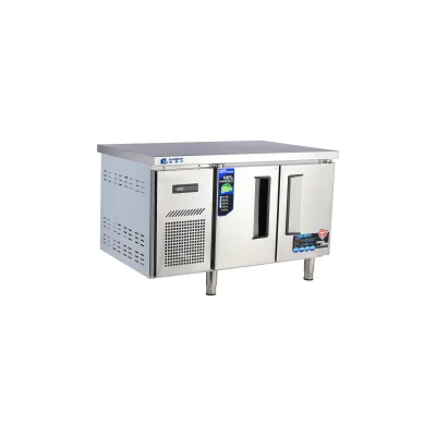 Counter Chiller Stainless Steel 2-Door Under Counter Kitchen Refrigerator Counter Prep Table Fridge Table with Refrigerator