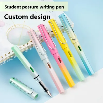 Colorful Primary School Students' Posture-Correcting Stainless Steel Fountain Pen 0.38/0.5mm EF/F Nib Practice-Writing Pen