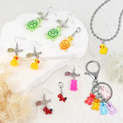 Wholesale Bulk Custom Kawaii Flat Back Resin Charm Cartoon Animal Mixed Resin Charms for DIY Resin Crafts Jewelry Making
