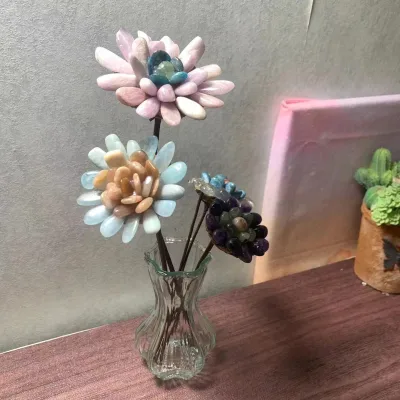 Hand Made Wholesale Various Materials Natural Crystal Flowers Amethyst for Healing Crystal Tumbled Flowers