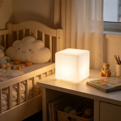 Cordless Modern Cube Table Lamp Portable USB Rechargeable Remote Control LED Bedside Atmosphere Light with 16RGB Color Light