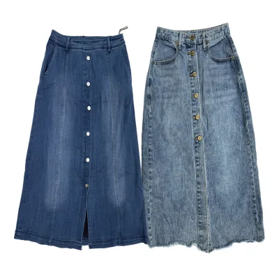 Wholesale Second Hand Mix Ladies Denim Skirt Cotton Hard-Wearing Women's Casual Long Jean Skirt for Adults Summer Style