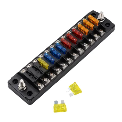 AOLITTEL 12 Way Auto Fuse Holder One in One Out Fuse Box Plastic Cement ATC Blade Front/Back Mounting