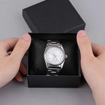 Luxury Watch Packaging Box for Men Women Recyclable Paperboard Magnetic Lid Custom Logo Printing Wholesale Black Small Boxes