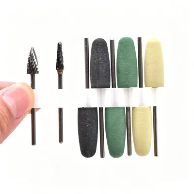 8pieces/kit Rubber Burs + Tungsten 2.35mm Shank Diameter Base Resin Removable Denture Grinding Polishing Kit