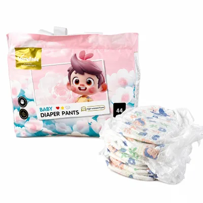 Wholesale Disposable Cotton Baby Diaper Pants 3D Leak Prevention Dry Surface Absorption Eco-Friendly Organic Nappy Pants