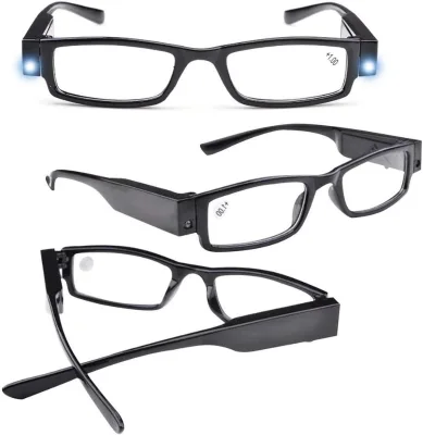 LED Slim Eco-Friendly Readers Lights Fashion Glasses Lighted Magnifier Nighttime Compact Full Frame Clear Vision