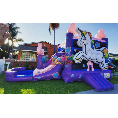 Customized Color Unicorn Combo Bounce Castle Combo Bounce House for Girl