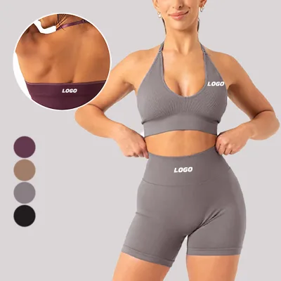 Backless Bra Seamless Women Sets Quick Dry Women Gym Set 2 Pieces Women Sports Set