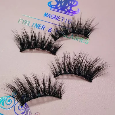 Corner Half Magnetic Eyelashes Faux Mink 3D Lashes With Custom Eyelash Packaging Half Eyelashes Half Corner Lashes Silk