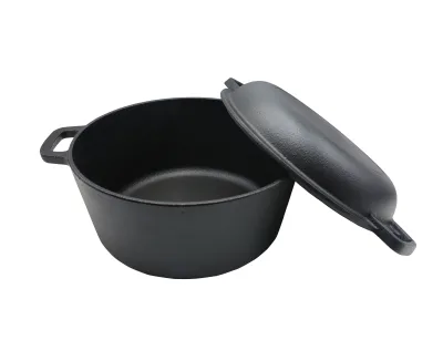 Preseasoned 2 in 1 Cast Iron Dutch Oven With Reversible Lid Dual Function Stew Pot Frying Pan Oven Safe Cast Iron Cookware