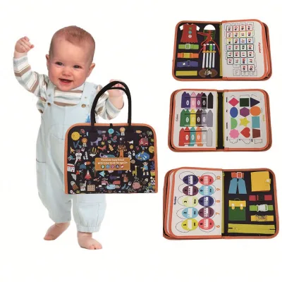 Eco-friendly Felt Educational Travel Toys Felt Busy Board Montessori for 1 2 3 4 Year Cold Boys Girls Toddlers