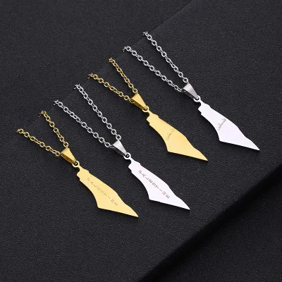 New Geometric Alphabet Necklace Map of Israel and Palestine Pendant Stainless Steel 18K Gold Plated Necklace Gifts for Women