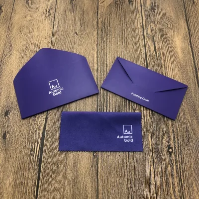Personalized Custom Logo Printed Luxury Purple Jewelry Silver Platinum Polishing Cloth Envelope Pack Reach/RoHS/AZO Free