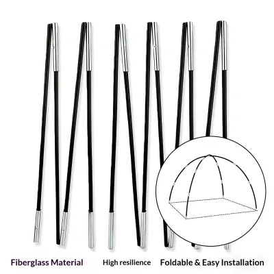 Fiberglass Hollow Folding Tent Poles Compression-Resistant Deformation-Resistant Quick-Storage Multi-Length Tent Poles
