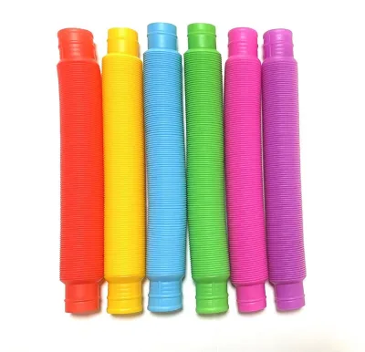Funny Educational Stress Relief Pops Tube Fidget Plastic Mini Telescopic Corrugated Multi-Color Tube Toy